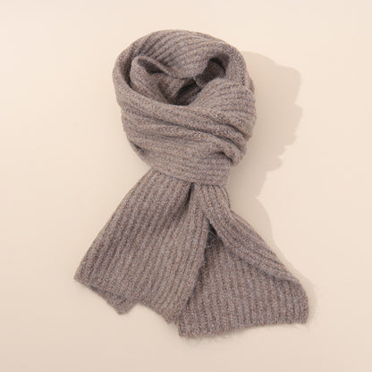 Hemp Grey Soft Ribbed Knit Winter Scarf - Cozy Warm Wool Blend Neck Wrap (160x25cm) V888-ELOSUNG28051
