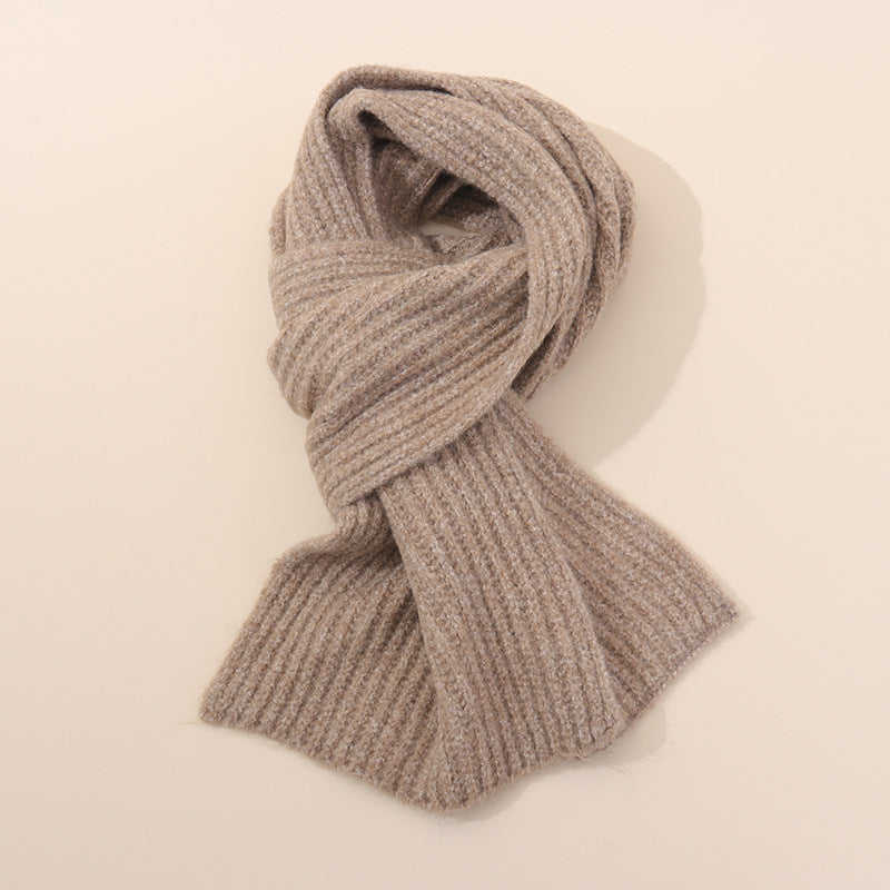 Khaki Soft Ribbed Knit Winter Scarf - Cozy Warm Wool Blend Neck Wrap (160x25cm) V888-ELOSUNG28052