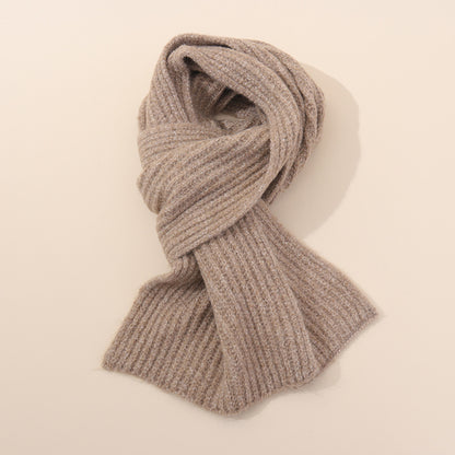 Khaki Soft Ribbed Knit Winter Scarf - Cozy Warm Wool Blend Neck Wrap (160x25cm) V888-ELOSUNG28052