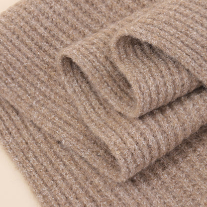 White Soft Ribbed Knit Winter Scarf - Cozy Warm Wool Blend Neck Wrap (160x25cm) V888-ELOSUNG28053