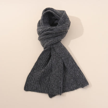 Dark Grey Soft Ribbed Knit Winter Scarf - Cozy Warm Wool Blend Neck Wrap (160x25cm) V888-ELOSUNG28054