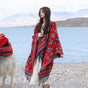 Rhombus Red Soft Faux Cashmere Poncho Cape - Oversized Winter Shawl Wrap (130x150cm) V888-ELOSUNG28065