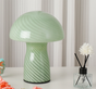 Stripe-Pure Green Retro Swirl Glass Mushroom Table Lamp - LED Bedside Night Light V888-ELOSUNG28092