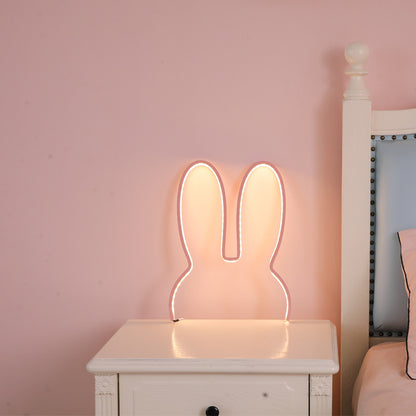 Pink 29x30cm Adorable Bunny LED Wall Night Light - USB Powered Warm White Lamp for Kids Room Decor V888-ELOSUNG28100
