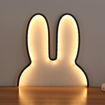 Black 29x30cm Adorable Bunny LED Wall Night Light - USB Powered Warm White Lamp for Kids Room Decor V888-ELOSUNG28102