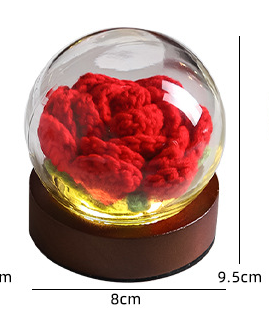 Gradient Dark Pink Rose Knitted Flower LED Dome Lamp - USB Touch 3-Color Night Light V888-ELOSUNG28109