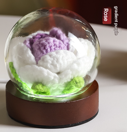 Gradient Purple Rose Knitted Flower LED Dome Lamp - USB Touch 3-Color Night Light V888-ELOSUNG28111