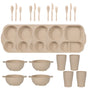 Beige Durable Eco-Friendly Wheat Straw Dinnerware Set - 24 Pieces with Plates, Bowls, Cups & Cutlery V888-ELOSUNG28116