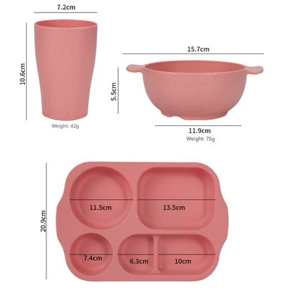 Orange Durable Eco-Friendly Wheat Straw Dinnerware Set - 24 Pieces with Plates, Bowls, Cups & Cutlery V888-ELOSUNG28121