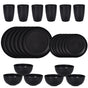 Stylish Black Wheat Straw Dinnerware Set - 24 Pieces Including Plates, Bowls & Cups V888-ELOSUNG28122