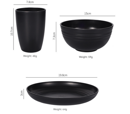 Stylish Light Grey Wheat Straw Dinnerware Set - 24 Pieces Including Plates, Bowls & Cups V888-ELOSUNG28125