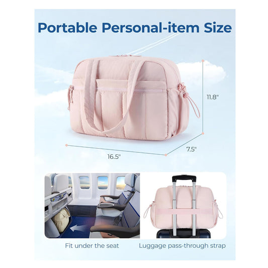 Black Large Capacity Quilted Travel Tote Bag - Waterproof Gym Duffel with Wet Pocket (42x19x30cm) V888-ELOSUNG28148