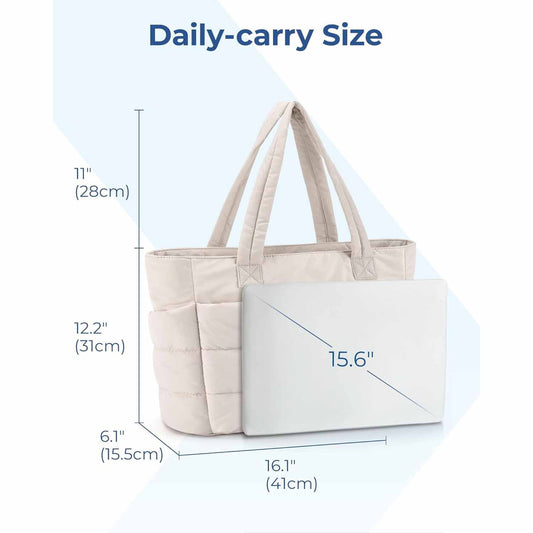 Beige Large Capacity Nylon Tote Bag for Women - Fashionable Travel Shoulder & Crossbody Handbag V888-ELOSUNG28152