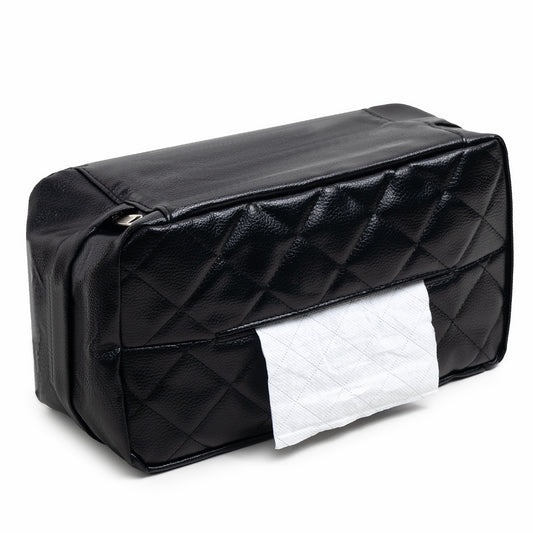 Black Universal Leather Car Tissue Box Holder - Visor, Armrest & Seat Back Mount V888-ELOSUNG28156