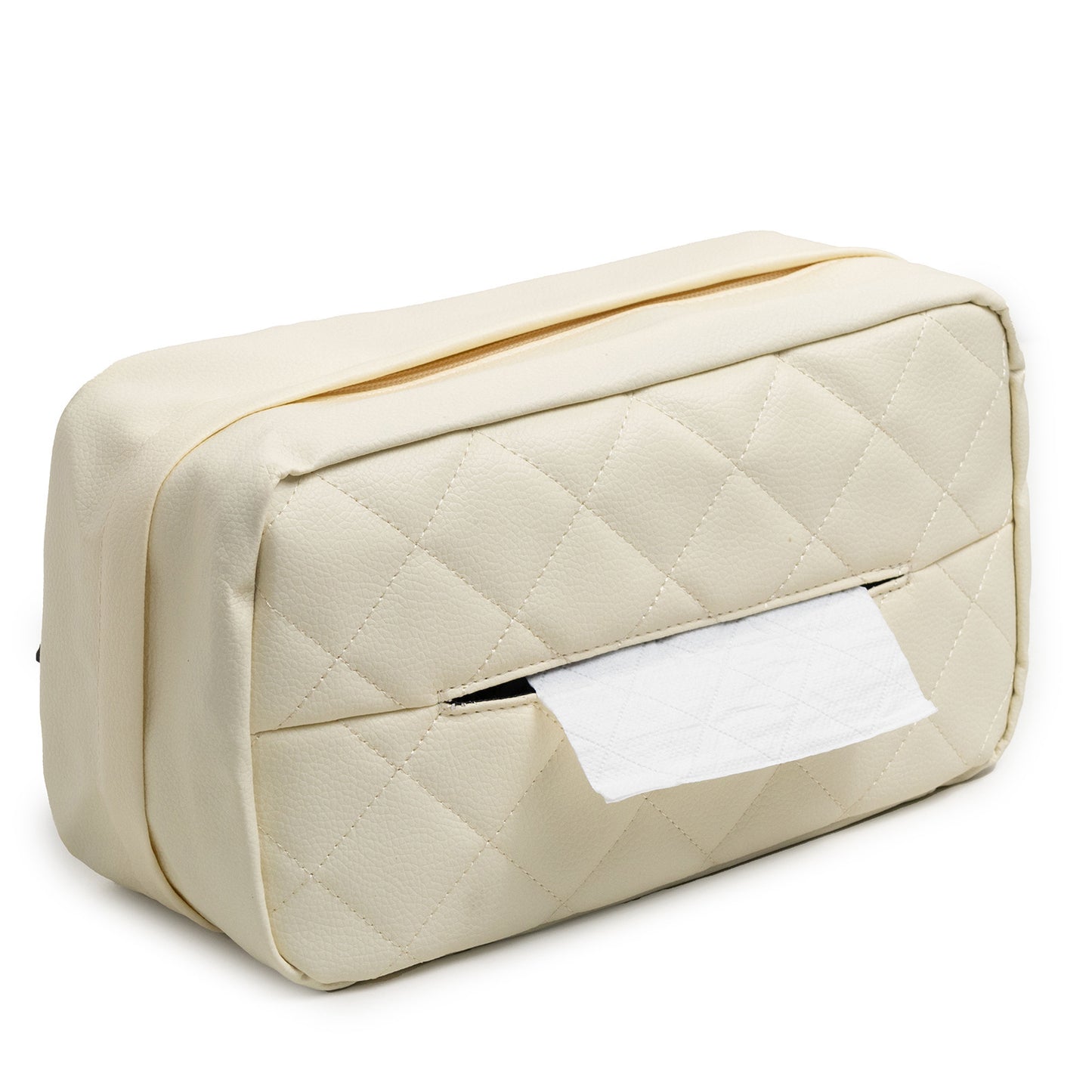 White Universal Leather Car Tissue Box Holder - Visor, Armrest & Seat Back Mount V888-ELOSUNG28157