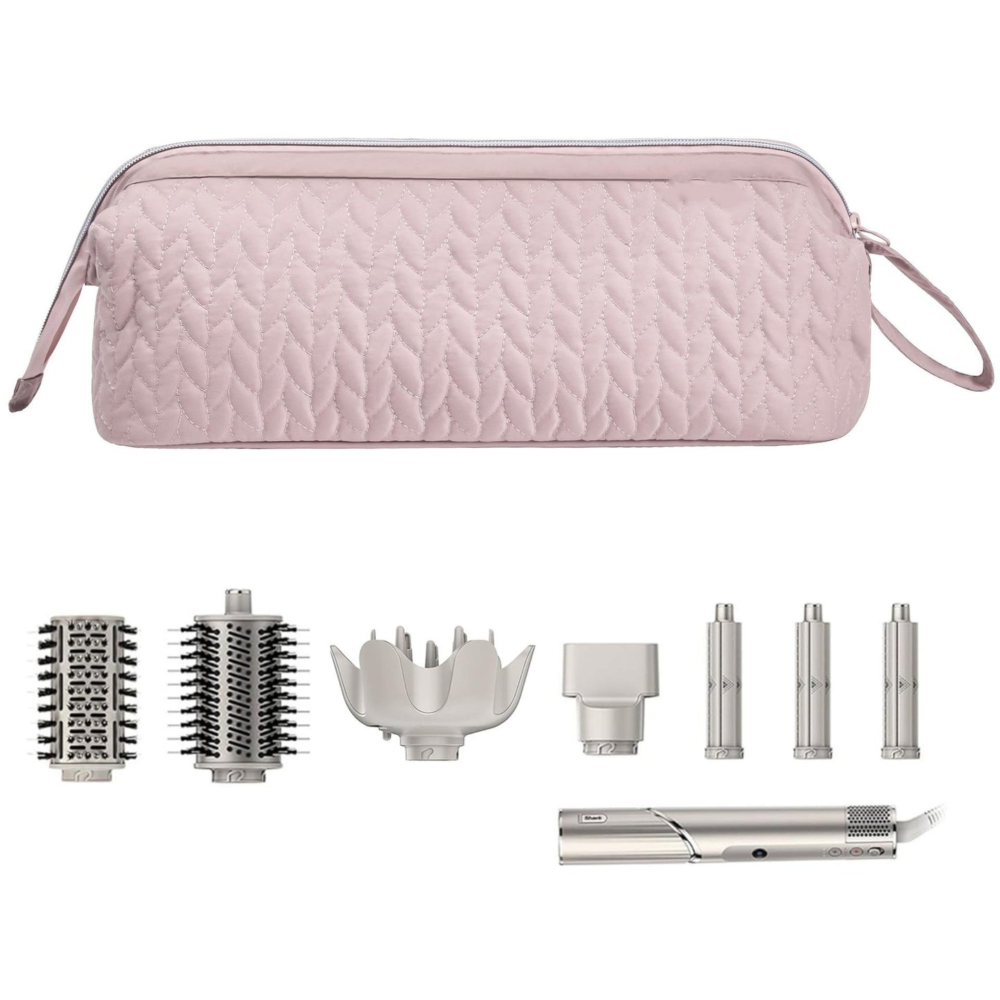 Pink Hair Styler Travel Case - Protective Storage Organizer Bag for Dryer, Curling Iron & Accessories V888-ELOSUNG28159