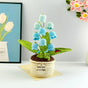 Blue Handmade Crochet Lily of the Valley Potted Plant - Gradient Blue Flower Decor Gift V888-ELOSUNG28174