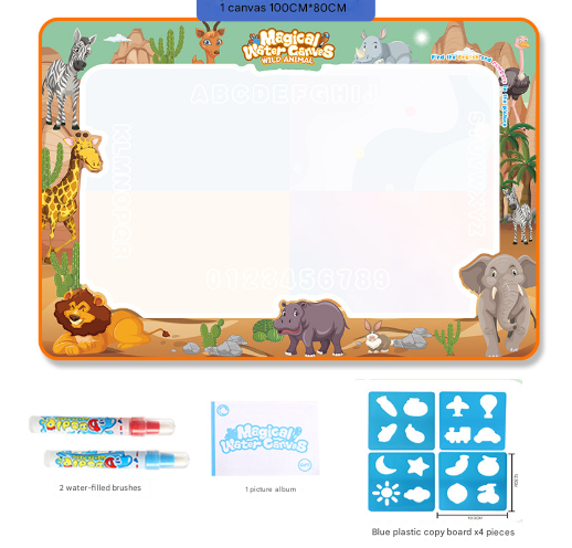 African animals Giant Aqua Magic Doodle Mat 100x80cm - Mess-Free Reusable Water Drawing Pad for Creative Kids V888-ELOSUNG28215