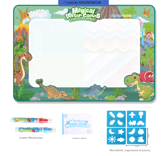 Dinosaur Land Giant Aqua Magic Doodle Mat 100x80cm - Mess-Free Reusable Water Drawing Pad for Creative Kids V888-ELOSUNG28218