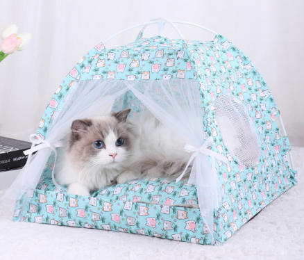 L 50*50CM 15 Catties Within The Pet Blue Cat Cooling Summer Pet Tent - Portable Foldable Breathable Outdoor V888-ELOSUNG28226