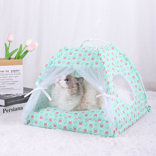 M 40*40CM 10 Catties Within The Pet Green Bear Cooling Summer Pet Tent - Portable Foldable Breathable Outdoor V888-ELOSUNG28237