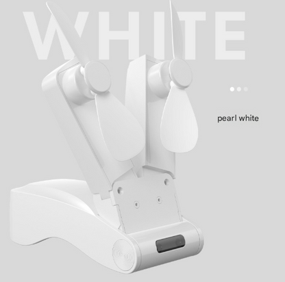 White Creative Dual-Head Folding Handheld Fan - USB Rechargeable, 3-Speed Strong Wind, 10.5x4.5x4cm V888-ELOSUNG28262