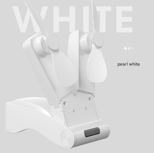 White Creative Dual-Head Folding Handheld Fan - USB Rechargeable, 3-Speed Strong Wind, 10.5x4.5x4cm V888-ELOSUNG28262