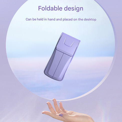 Pink Creative Dual-Head Folding Handheld Fan - USB Rechargeable, 3-Speed Strong Wind, 10.5x4.5x4cm V888-ELOSUNG28263