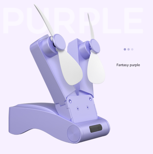 Purple Creative Dual-Head Folding Handheld Fan - USB Rechargeable, 3-Speed Strong Wind, 10.5x4.5x4cm V888-ELOSUNG28265