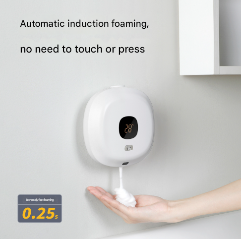 Dark Blue Wall-Mounted No-Drill Automatic Foam Soap Dispenser - Infrared Sensor for Bathroom, 145x145x48mm V888-ELOSUNG28280