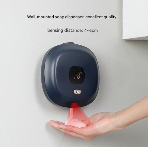Dark Blue Wall-Mounted No-Drill Automatic Foam Soap Dispenser - Infrared Sensor for Bathroom, 145x145x48mm V888-ELOSUNG28280