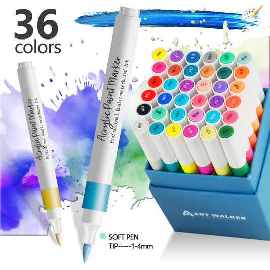 36 Color Acrylic Marker Pens for Kids - Washable Drawing and Doodling Set for Creative Art V888-ELOSUNG28288