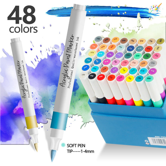 48 Color Acrylic Marker Pens for Kids - Washable Drawing and Doodling Set for Creative Art V888-ELOSUNG28289