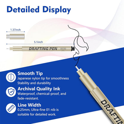 0.5mm 12-Piece Precision Drawing Pen Set - Waterproof Anime Sketching Pens for Students, Assorted Tips V888-ELOSUNG28293