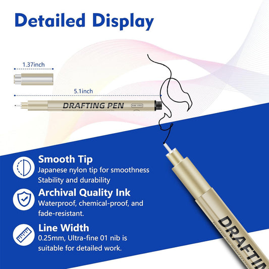 0.5mm 12-Piece Precision Drawing Pen Set - Waterproof Anime Sketching Pens for Students, Assorted Tips V888-ELOSUNG28293