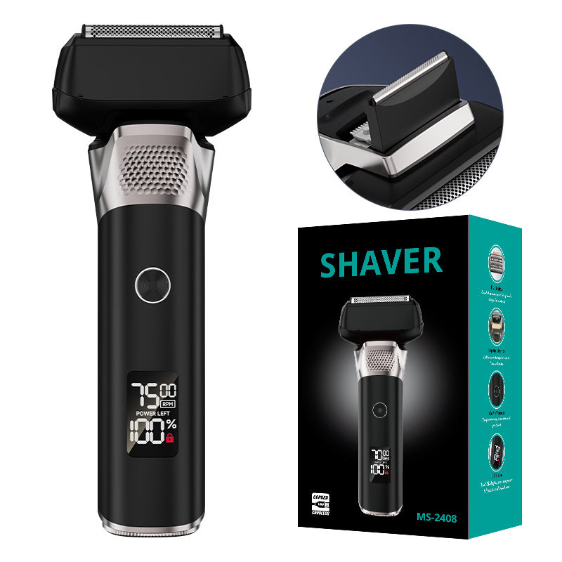 Black Reciprocating 5-Blade Beard Trimmer - Waterproof Electric Razor for Full-Body Use V888-ELOSUNG28301