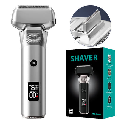 Silver Reciprocating 5-Blade Beard Trimmer - Waterproof Electric Razor for Full-Body Use V888-ELOSUNG28302