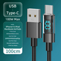 1 Meter USB To Type-C 4-Piece Set 1m 100W Super Fast Charge Transparent Aluminum Shell Digital Display Data V888-ELOSUNG28305