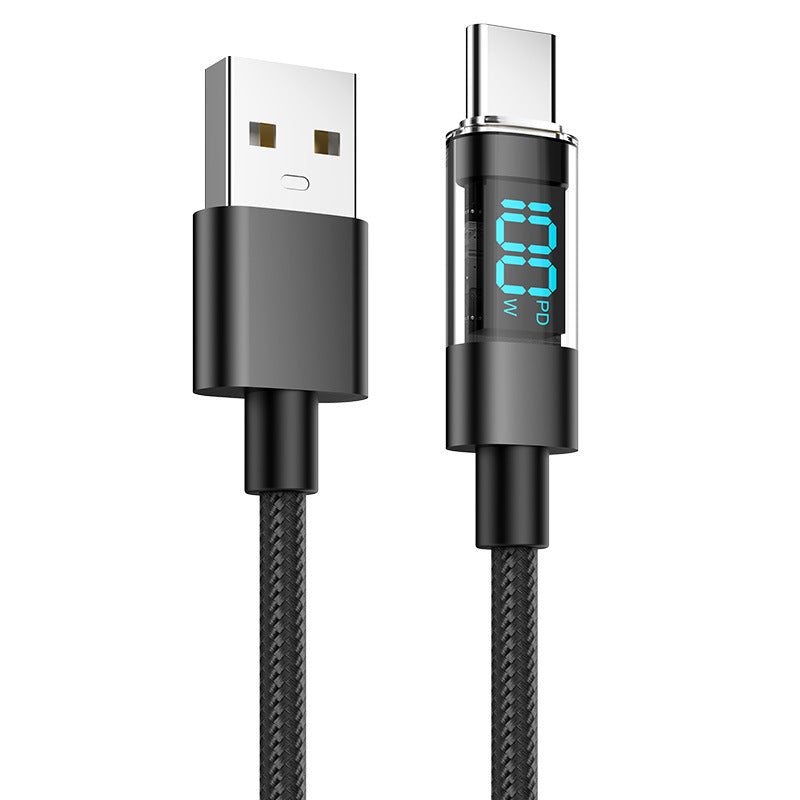 2 Meter USB To Type-C 4-Piece Set 1m 100W Super Fast Charge Transparent Aluminum Shell Digital Display Data V888-ELOSUNG28306