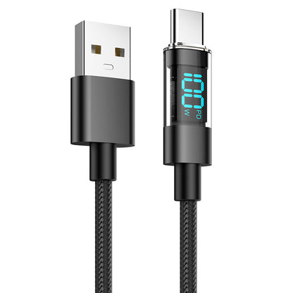 2 Meter USB To Type-C 4-Piece Set 1m 100W Super Fast Charge Transparent Aluminum Shell Digital Display Data V888-ELOSUNG28306