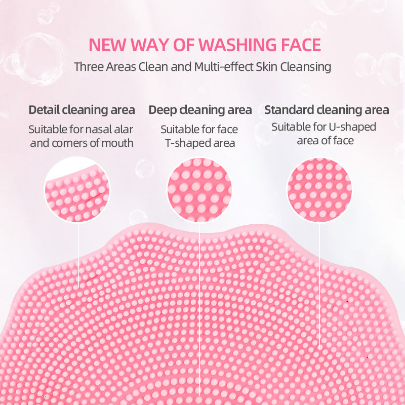 Pink Electric Silicone Facial Cleanser - All-Around Vibration Massage Face Cleaning Device V888-ELOSUNG28309