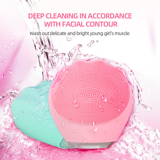 Green Electric Silicone Facial Cleanser - All-Around Vibration Massage Face Cleaning Device V888-ELOSUNG28310