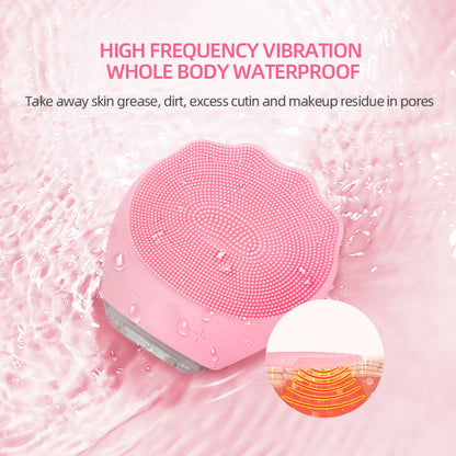 Green Electric Silicone Facial Cleanser - All-Around Vibration Massage Face Cleaning Device V888-ELOSUNG28310