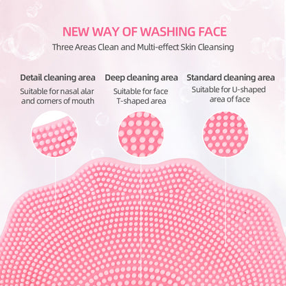 Green Electric Silicone Facial Cleanser - All-Around Vibration Massage Face Cleaning Device V888-ELOSUNG28310