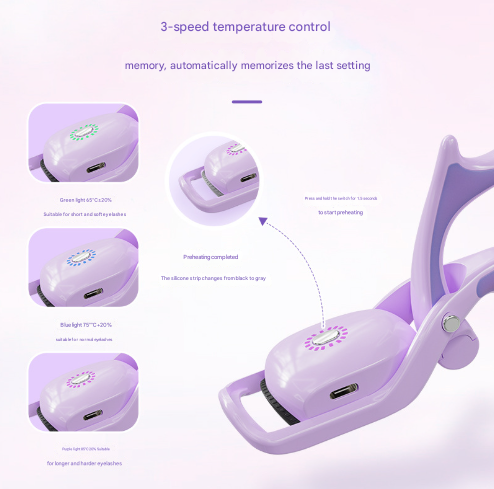 Pink USB Rechargeable Electric Heated Eyelash Curler - Lash Lift and Extension Tool V888-ELOSUNG28312