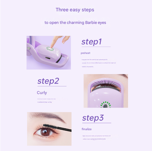 Pink USB Rechargeable Electric Heated Eyelash Curler - Lash Lift and Extension Tool V888-ELOSUNG28312