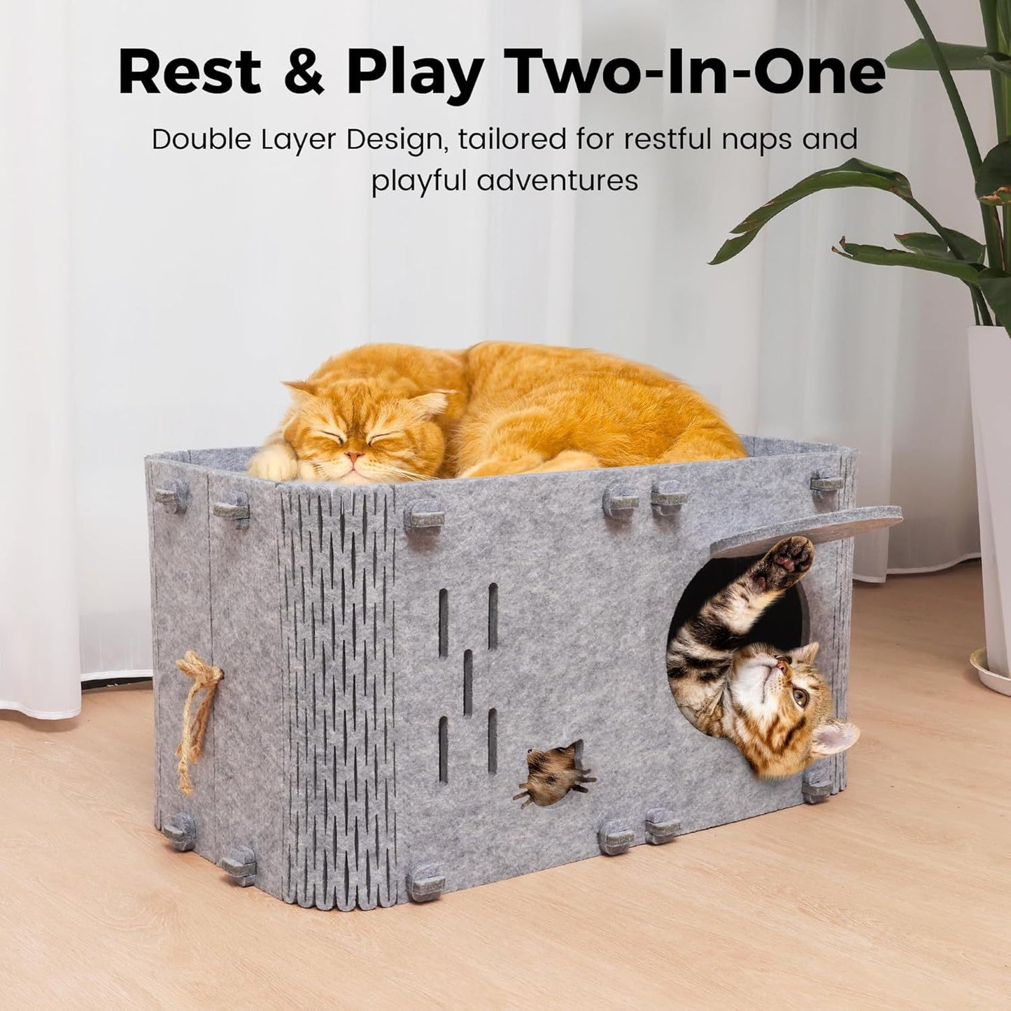Felt Cat House - Detachable Foldable Breathable Pet Bed for Cats and Small Dogs, 45x35x35cm V888-ELOSUNG28314
