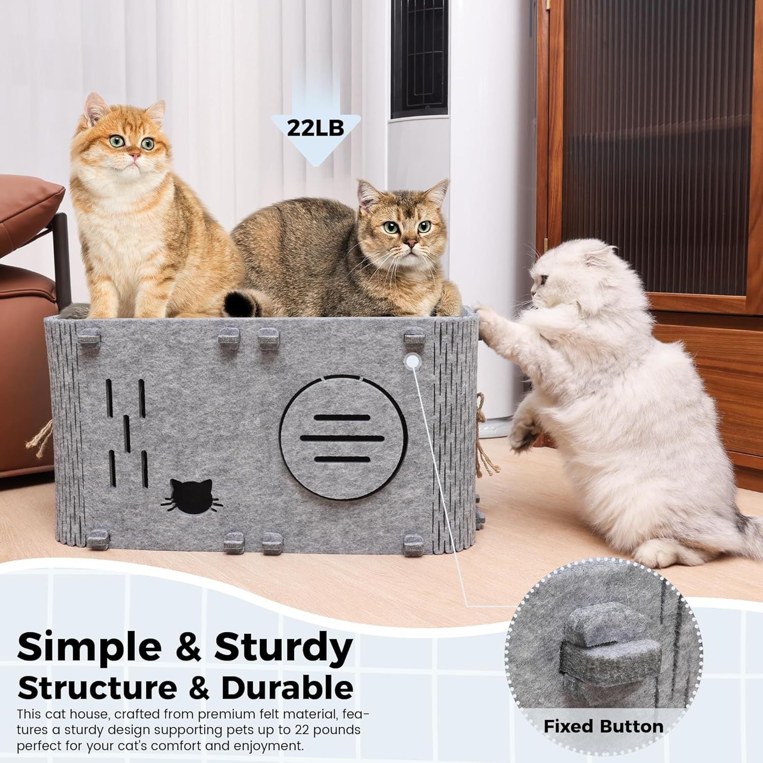 Felt Cat House - Detachable Foldable Breathable Pet Bed for Cats and Small Dogs, 45x35x35cm V888-ELOSUNG28314