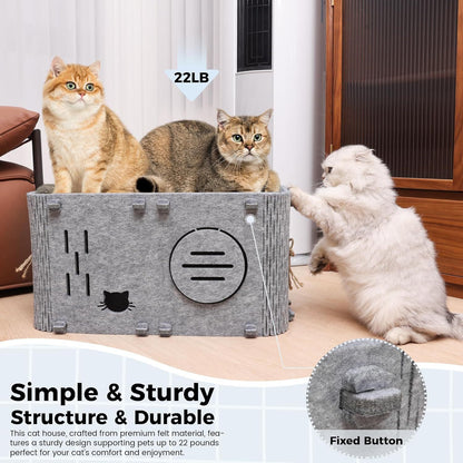 Felt Cat House - Detachable Foldable Breathable Pet Bed for Cats and Small Dogs, 45x35x35cm V888-ELOSUNG28314