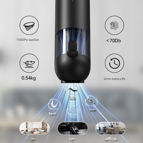 Black Versatile 2-in-1 Cordless Handheld Vacuum Cleaner & Blower - USB Rechargeable, High-Power for Car & Home V888-ELOSUNG28319